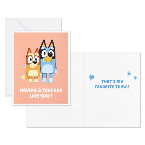 Hallmark Bluey Valentines Day Cards for Kids with Pop Up Mailbox for Classroom Exchange (1 Box, 32 Cards, 35 Stickers, 1 Teacher Card)