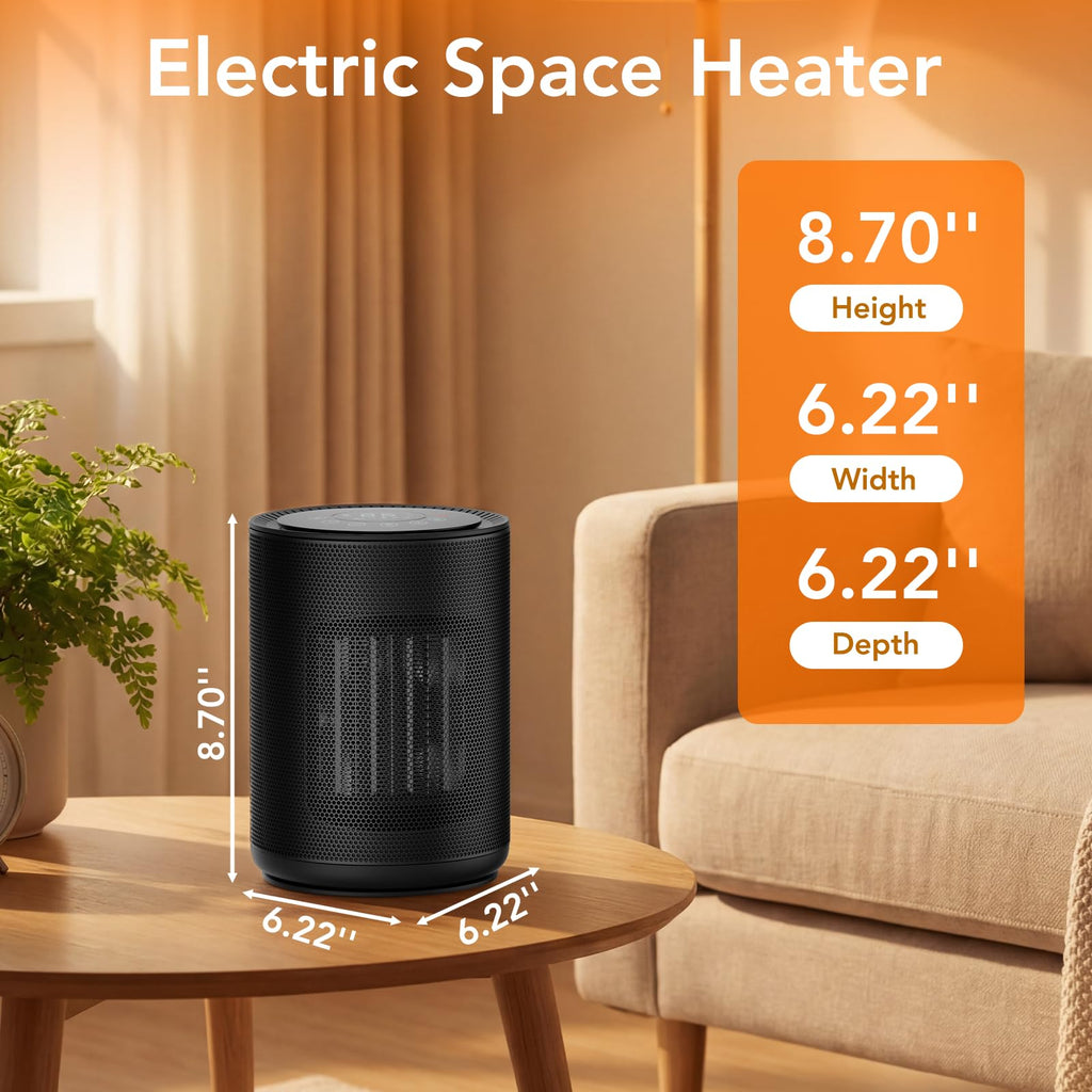 COWSAR Space Heater, 1500W Portable Electric Heaters with Thermostat, Remote, Overheat and Tip-Over Protection, 24H Timer, 3 Modes, Safe Quiet Room Heater Small Space Heaters for Indoor Use