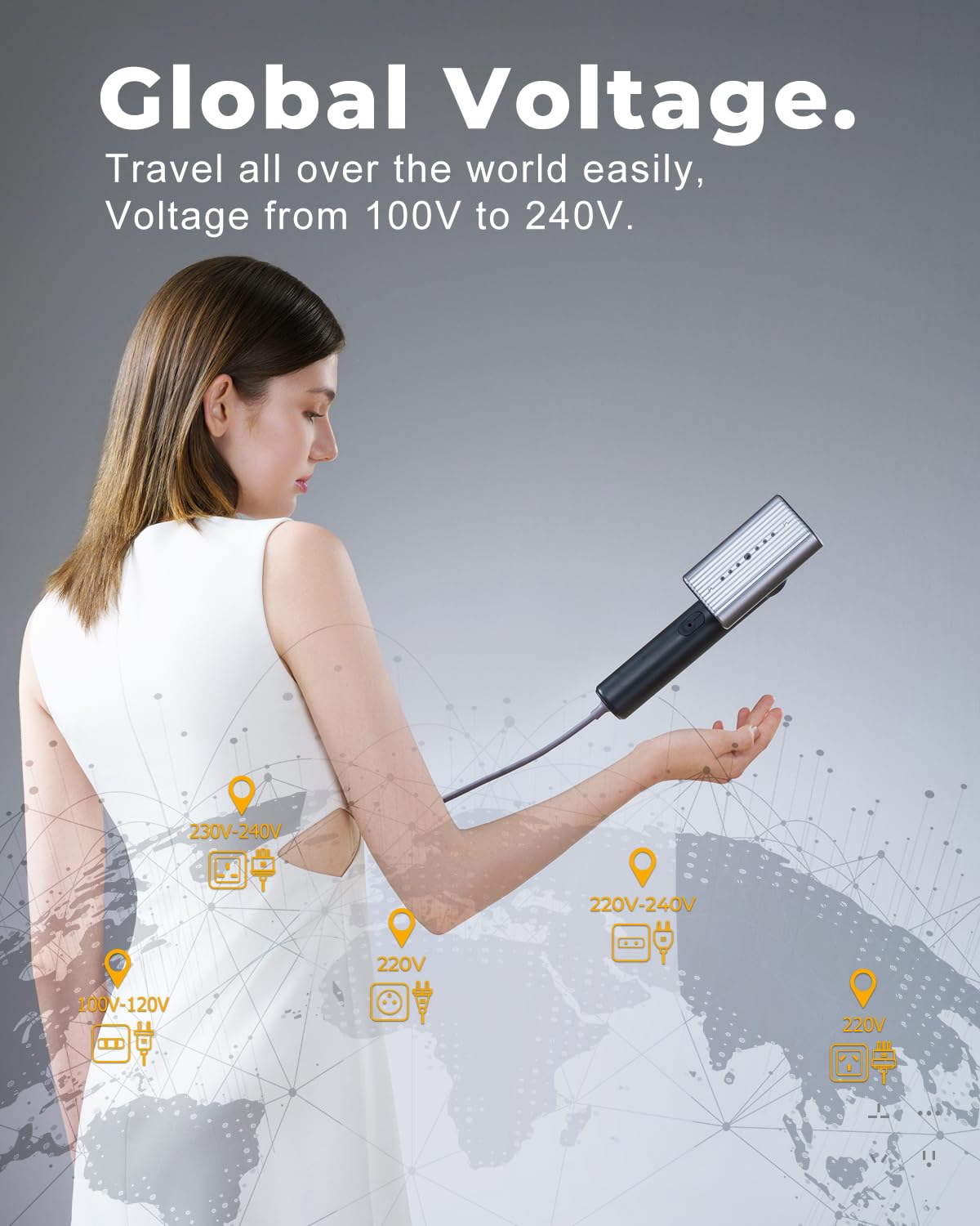 G9 Pro Smart Handheld Steamer for Clothes – Global Voltage Adaptation(100-240V), Palm-Sized & Lightweight (1lb), Dual Steam Modes, Easy Wrinkle Remover, Auto Shut-Off, Travel & Home Double Use (Metal)
