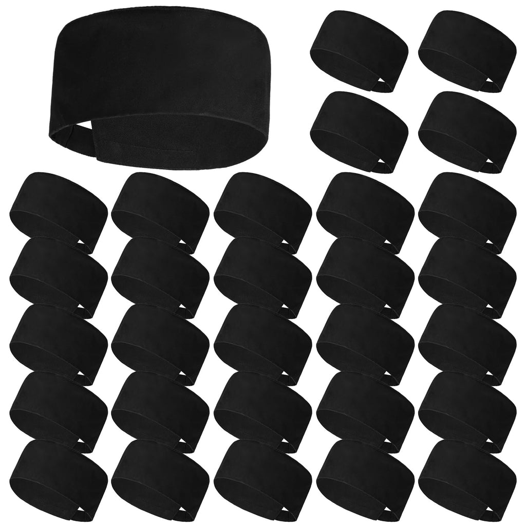 Jeere 50 Pcs Unisex Chef Hat Adjustable Kitchen Cooking Caps Sushi Beanie Breathable Mesh Top Skull Cap for Men Women Adult (Black)