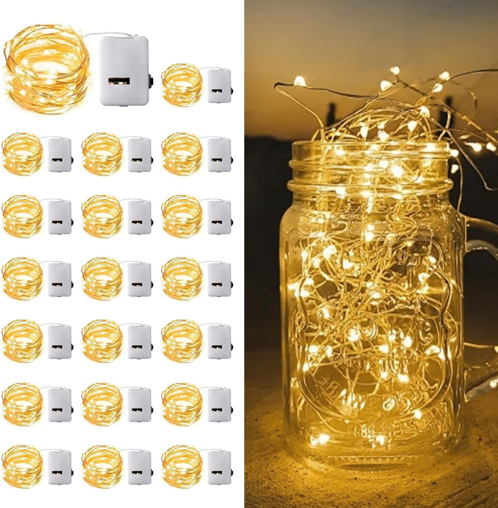 Skiennix 20 Pack LED Mini String Lights - 3.3ft Copper Wire with Firefly & Starry Effects | Warm White for Weddings, Christmas & Decor