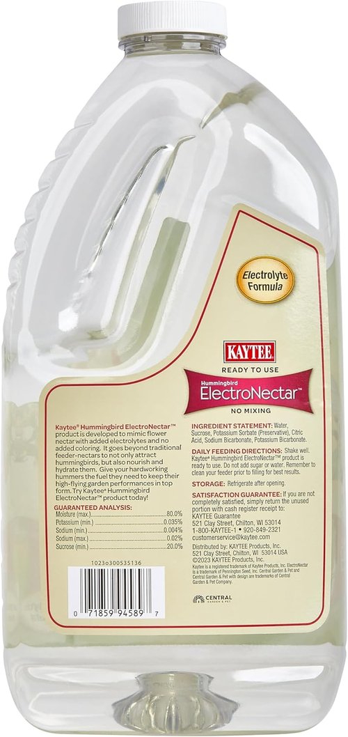Kaytee Hummingbird ElectroNectar - Ready-to-Use Wild Bird Food, 64 Ounces for Vibrant Hummingbirds