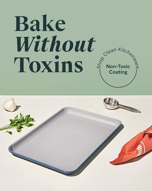 Caraway Non-Stick Ceramic Baking Sheet - Naturally Slick & Non-Toxic - Perfect for Baking & Roasting - Medium (15" x 10") - Slate