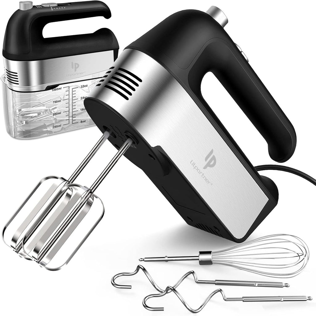 **Regine Switzerland Electric Hand Mixer - 450W with Turbo Boost & 5 Speed Settings | Includes Scale Cup & Accessories - Black**