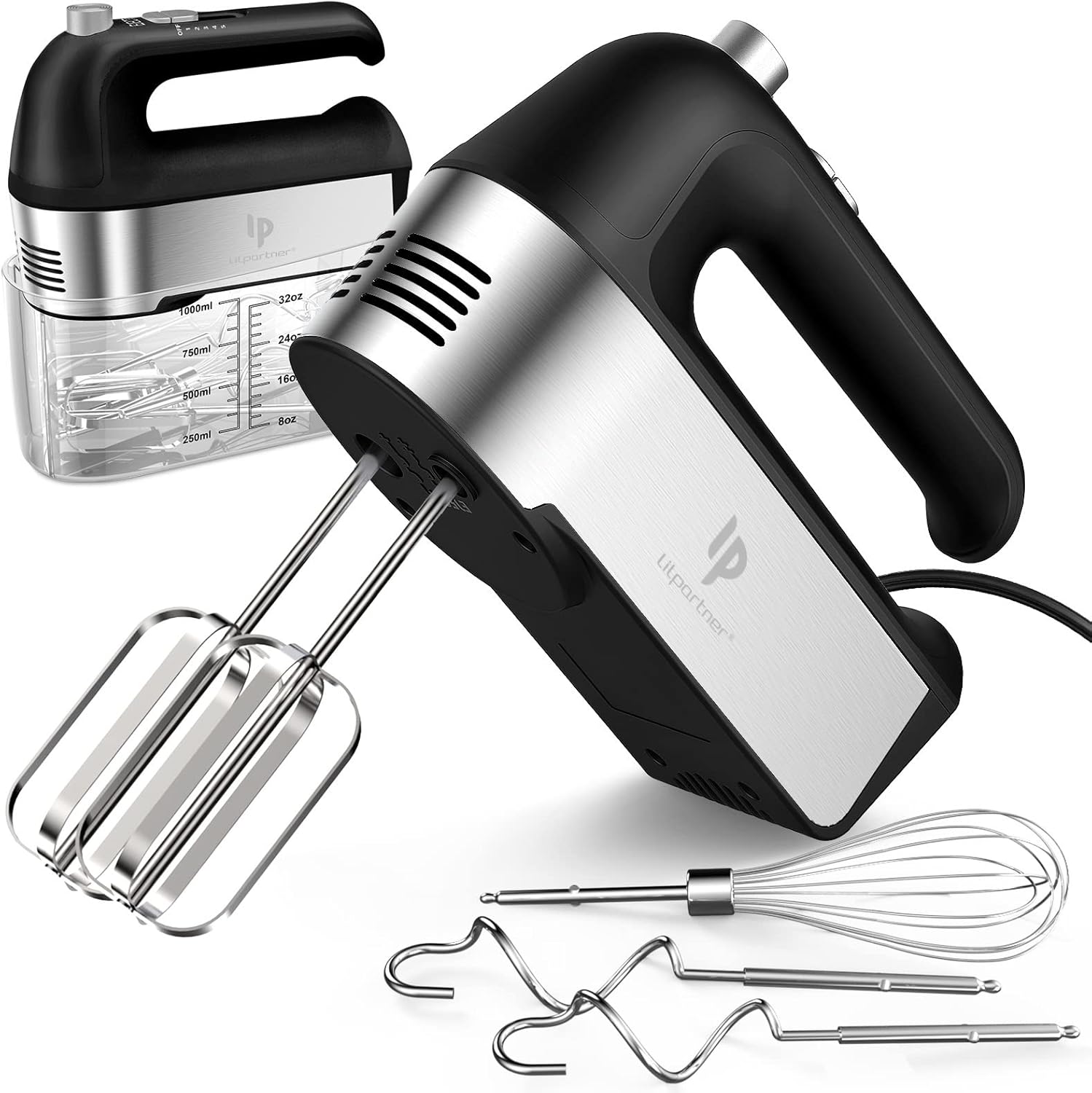 **Regine Switzerland Electric Hand Mixer - 450W with Turbo Boost & 5 Speed Settings | Includes Scale Cup & Accessories - Black**