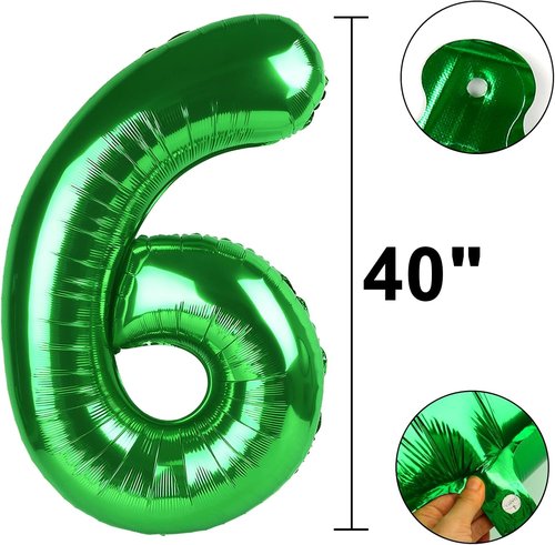Jumbo Mylar Foil Balloon - 40 Inch Green Number 6 - Perfect for Birthday & Wedding Celebrations