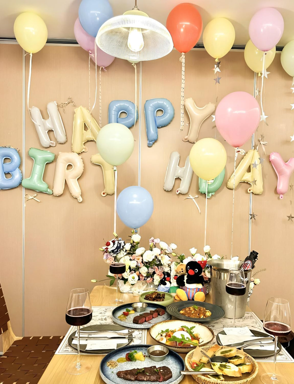 Pastel Birthday Decorations - Happy Birthday Balloon Banner & Macaron Balloons | 84-Piece Set