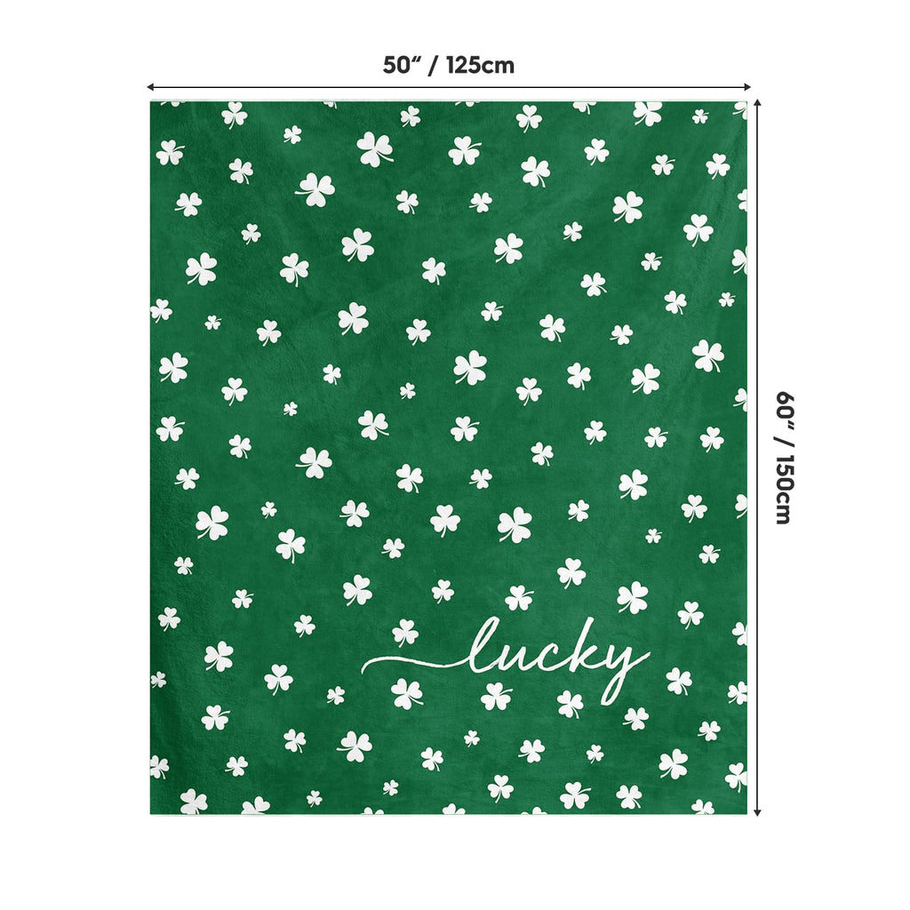 Horaldaily St. Patrick's Day Flannel Blanket Throw, Irish Clover Shamrock Green Soft Fuzzy Plush Cozy Fleece Blankets for Couch Sofa Bed Lounging, Ideal Gifts for Kids Adults Self, 50x60