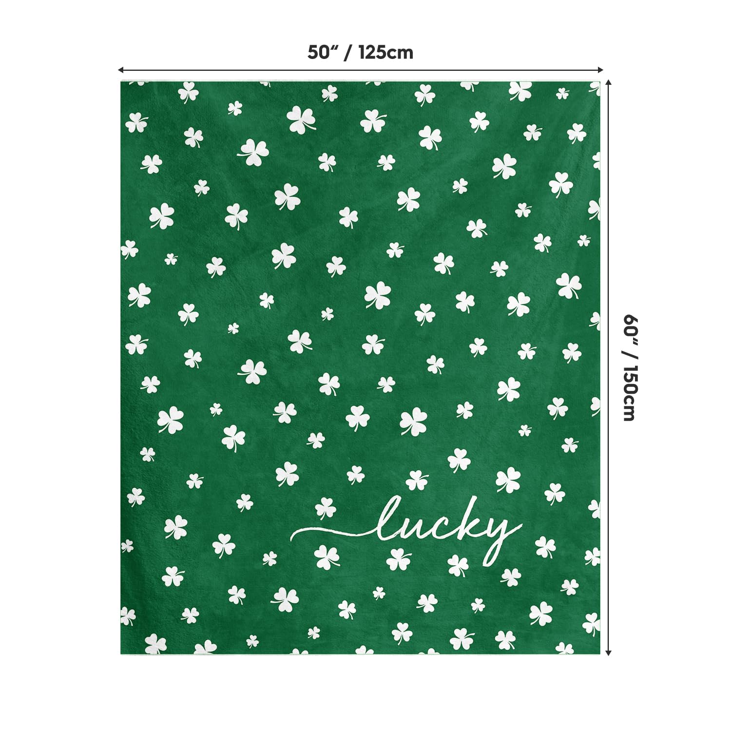 Horaldaily St. Patrick's Day Flannel Blanket Throw, Irish Clover Shamrock Green Soft Fuzzy Plush Cozy Fleece Blankets for Couch Sofa Bed Lounging, Ideal Gifts for Kids Adults Self, 50x60