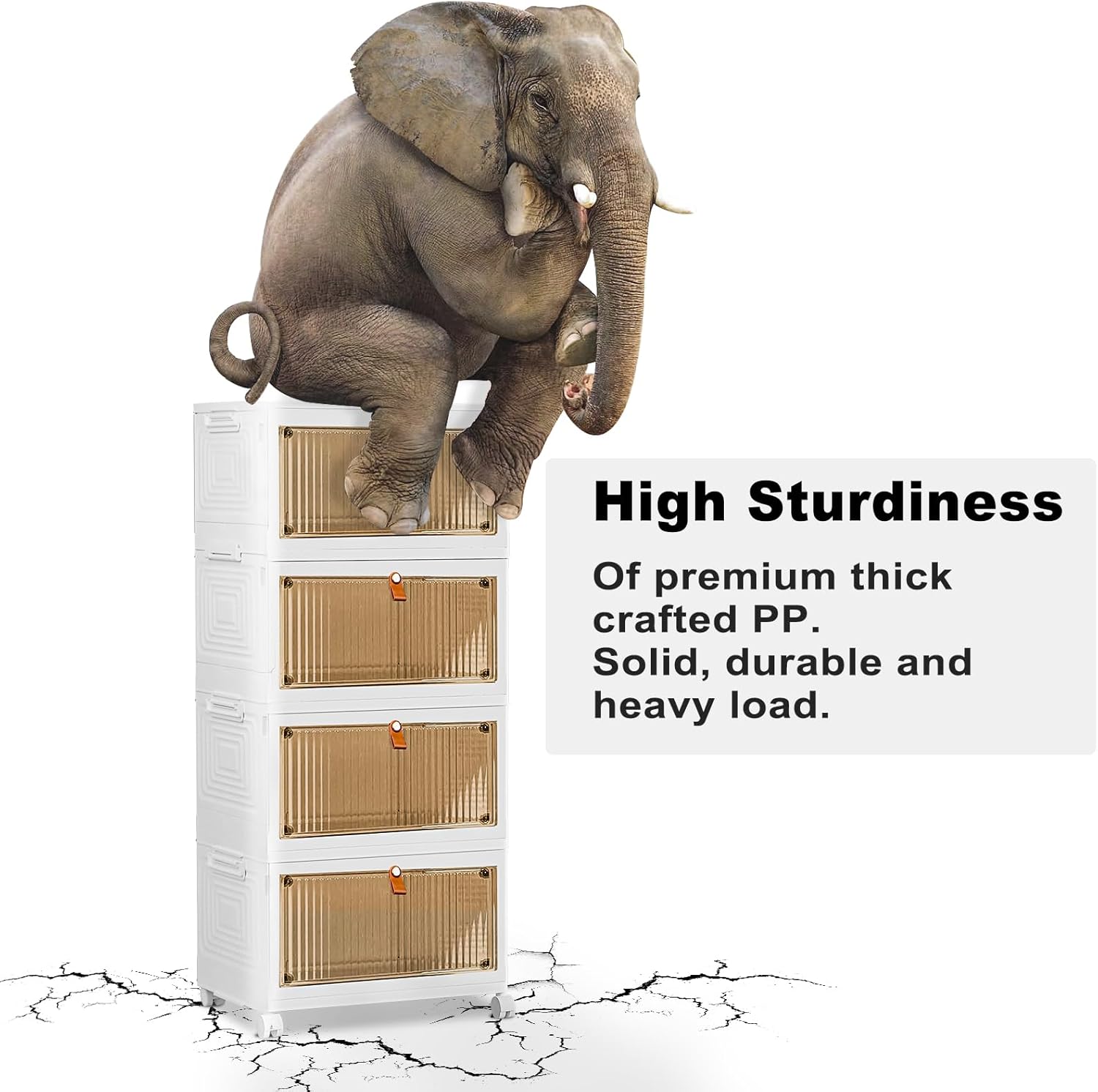Skiennix 4-Tier Stackable Storage Bins - 23QT Plastic Organizers with Lids & Wheels for Home Organization