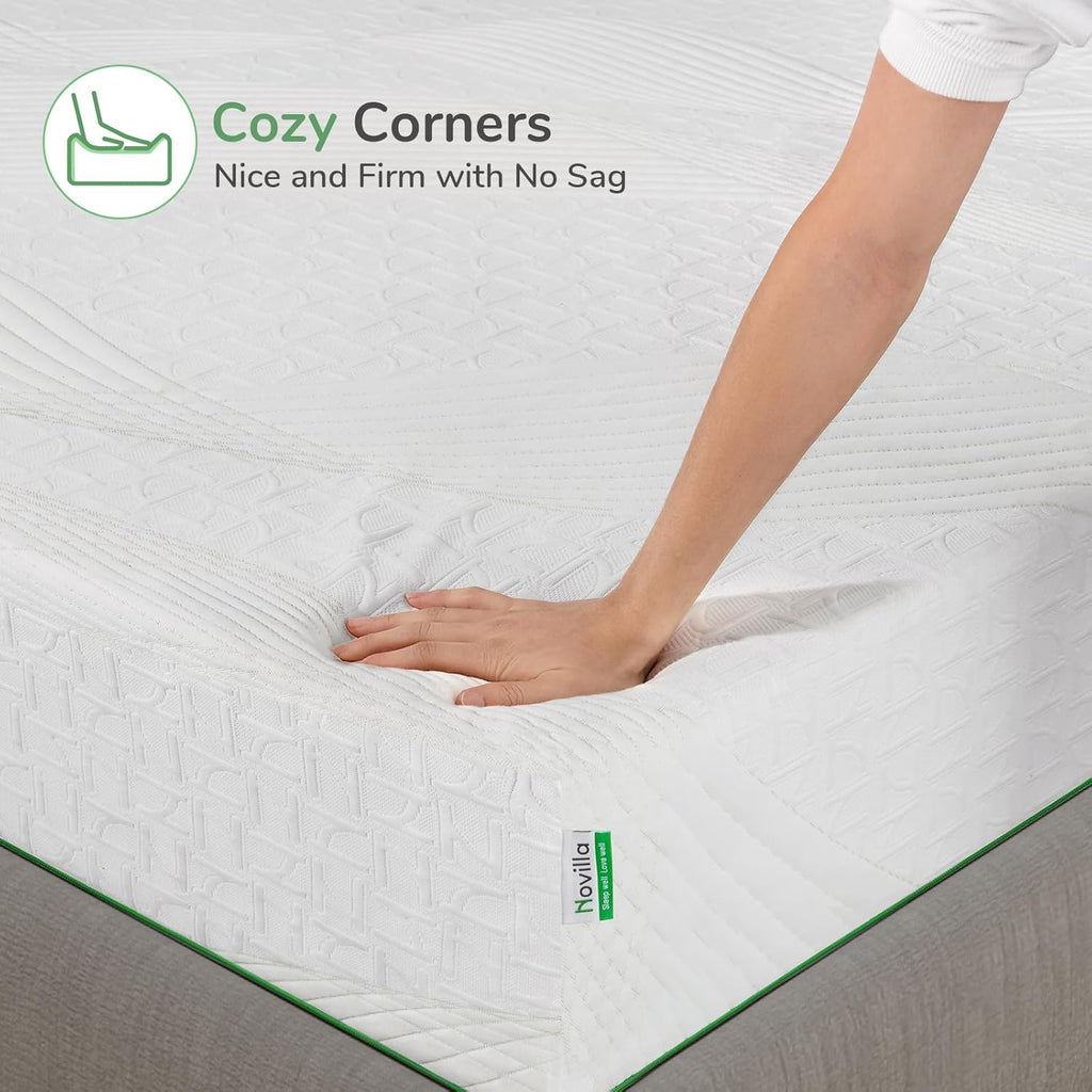 Novilla Twin Mattress - 8 Inch Gel Memory Foam for Back Pain Relief | Medium Firm with Edge Support
