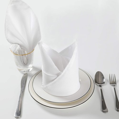 Cloth Napkins 17x17 inch Washable Polyester Dinner Napkins Soft Table Napkins for Wedding Party Dining Banquet(White,100PCS)