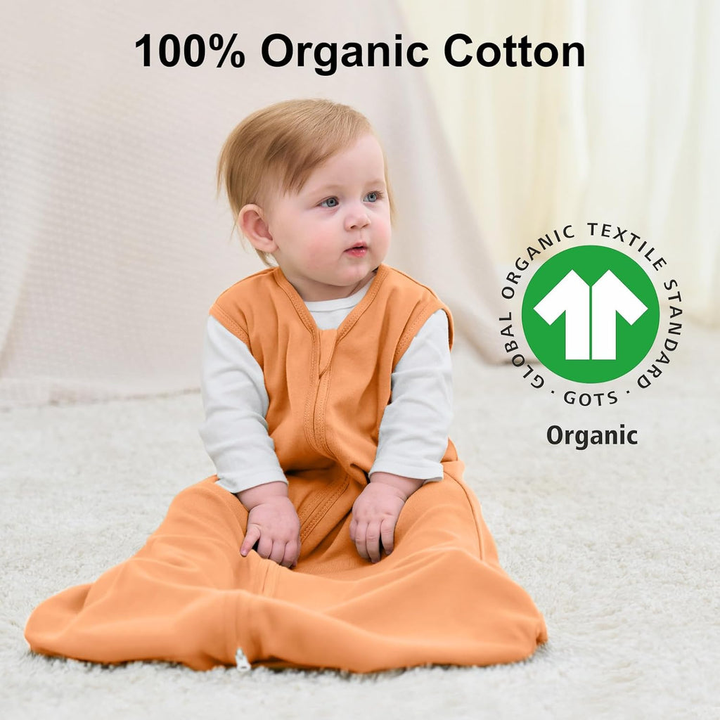 Yoofoss Baby Sleep Sack | 100% Organic Cotton Wearable Blanket for 6-12 Months | 2-Way Zipper, 3 Pack