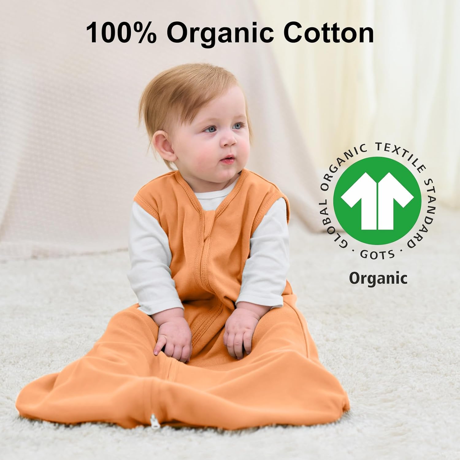 Yoofoss Baby Sleep Sack | 100% Organic Cotton Wearable Blanket for 6-12 Months | 2-Way Zipper, 3 Pack