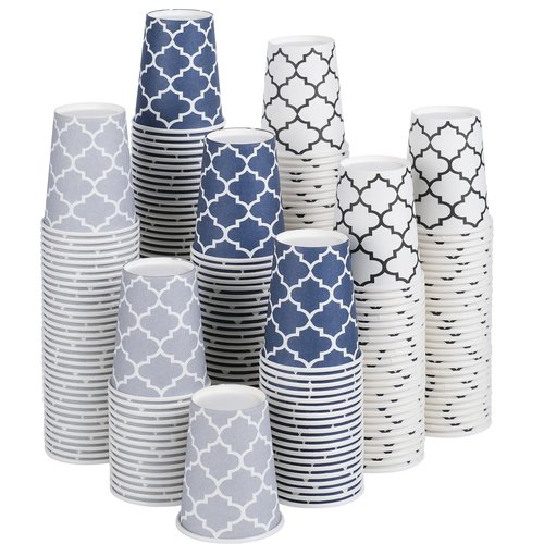 Clawsoff 300 Pack Paper Cups 8 oz, Disposable Coffee Cups 8 OZ Colourful Hot/Cold Beverage Drinking Cups for Office Party Home Picnic