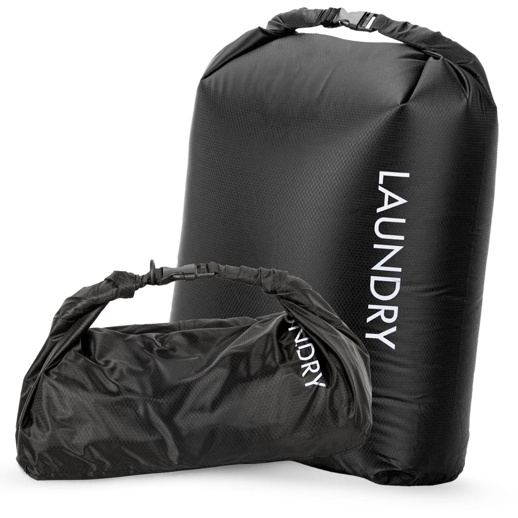 Travel Laundry Bag, Vacuum Compression Dirty Clothes Travel Bag Waterproof Wet Dry Bags Large Capacity Space Saver Bags Reusable Camp Clothes Organizer for Sports College Dorm Laundromat (1 Pcs )Black