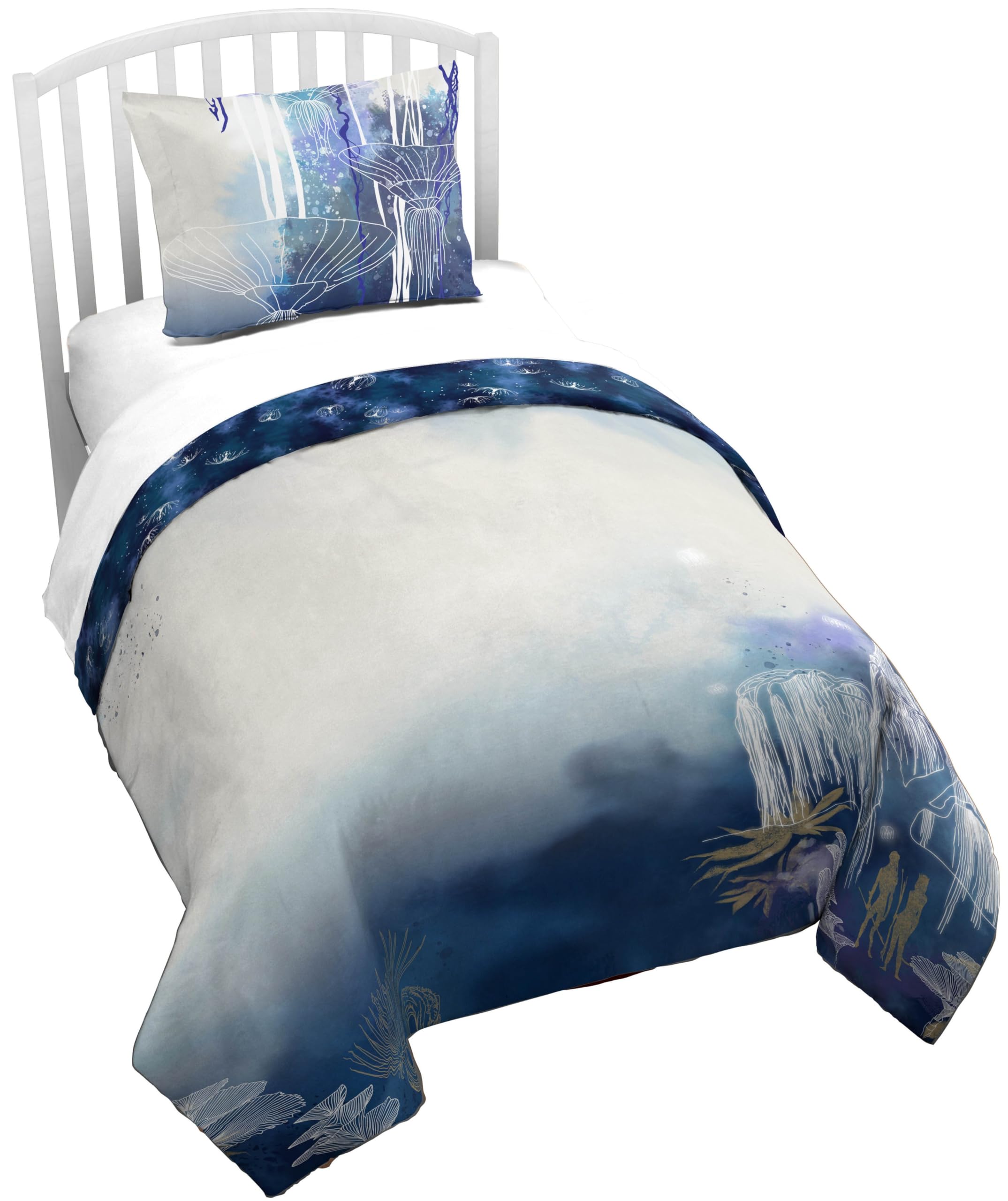 Jay Franco Kids Duvet Cover Set with Sham & Pillowcase – Ultra-Soft Linen Feel Bedding for Room Decor, Cover ONLY Comforter NOT Included, Blue - Avatar, 2 Piece Twin