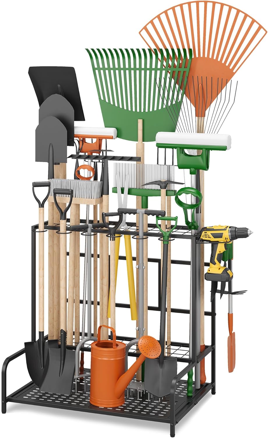 Sttoraboks Garden Tool Organizer Rack - Heavy-Duty Steel Storage for Up to 39 Tools | 12 Hooks, Black