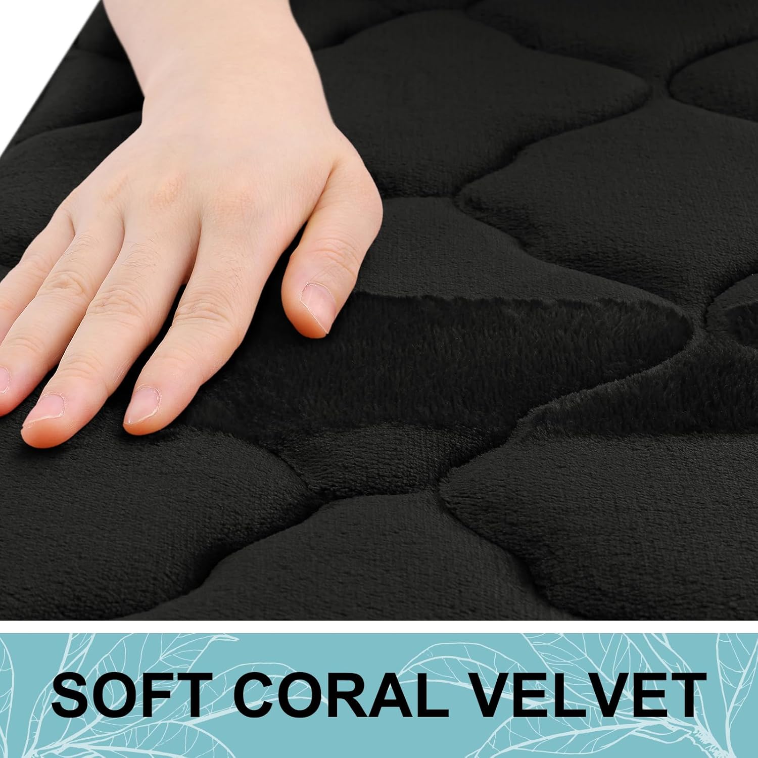 OLANLY Memory Foam Bath Mat - Ultra Soft, Absorbent & Non-Slip Rug | 24x16 Inches, Black