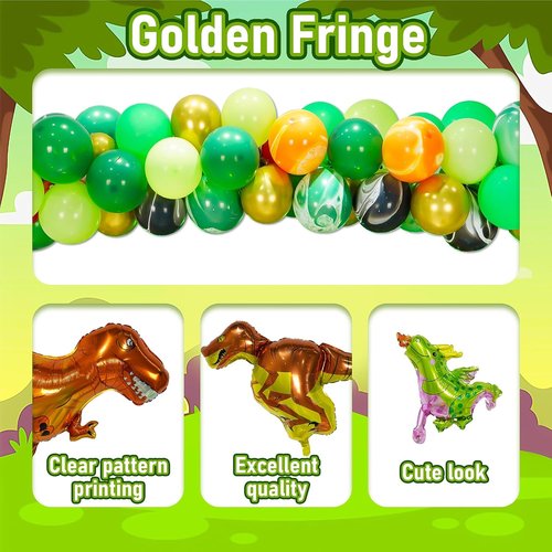 GoGoGoodie Dinosaur Birthday Party Decorations - 121 Pcs Dino Theme Foil Balloons for Kids