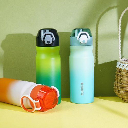 BJPKPK Insulated Water Bottle - 18oz Stainless Steel Flask with Straw & Carry Handle - Mint Color