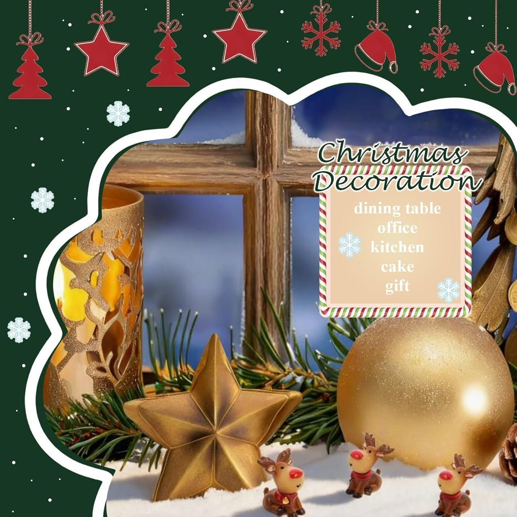 Skiennix Mini Reindeer Figurines - 5pcs Cute Resin Deer Ornaments for Christmas Crafts & Home Decor