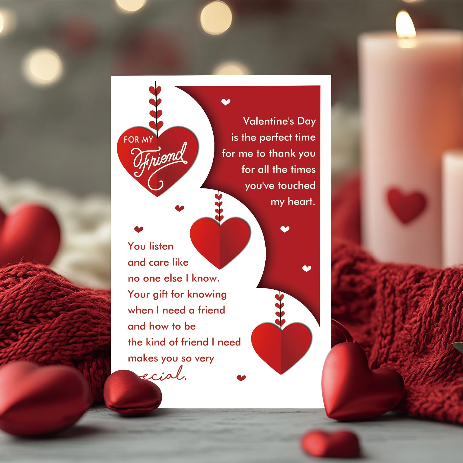 Supoeguk Heartfelt Valentine's Day Card for Friend, Romantic Best Friend Valentines Cards Gifts, You Are One of The Kindest Friends Anyone Could Hope for