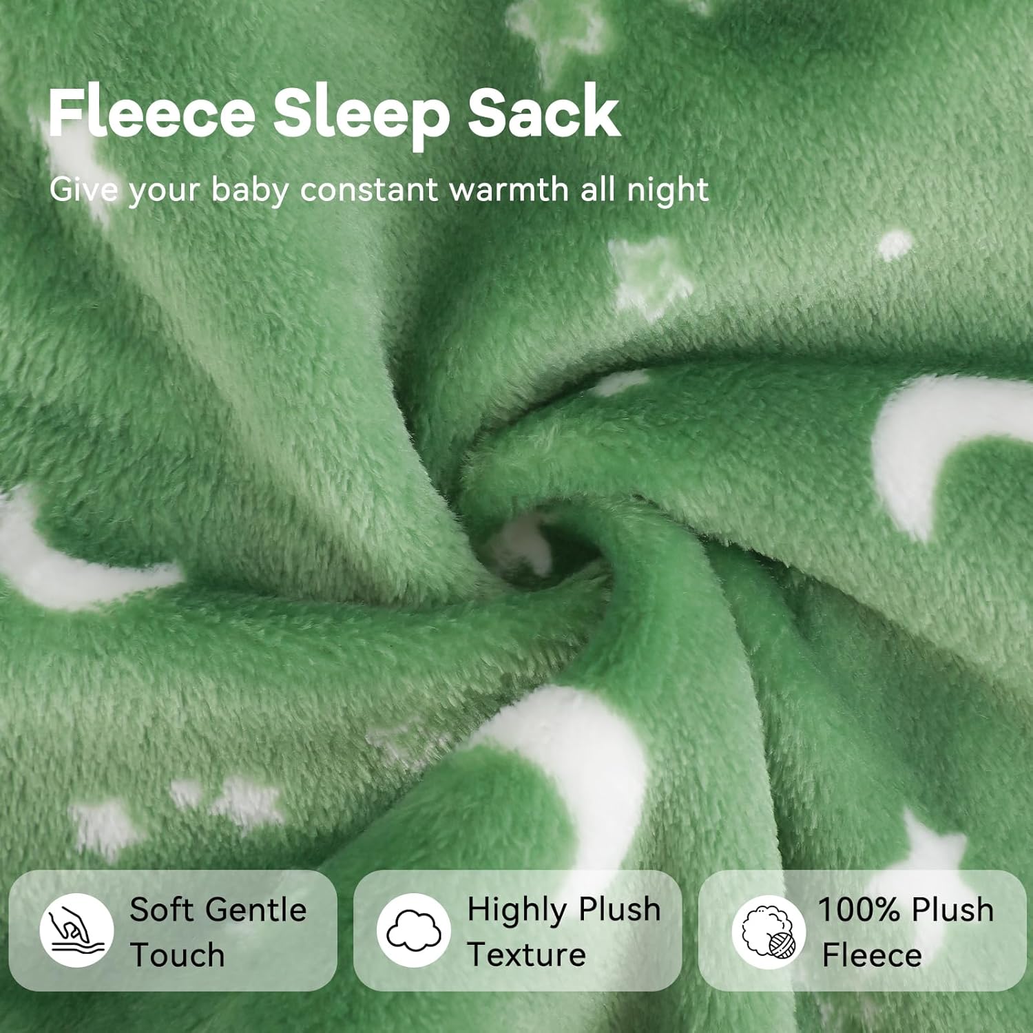 Unnivoll Fleece Baby Sleep Sack - 2.0 Tog Wearable Blanket with 2-Way Zipper | 6-12 Months, Medium Blue Green Planet