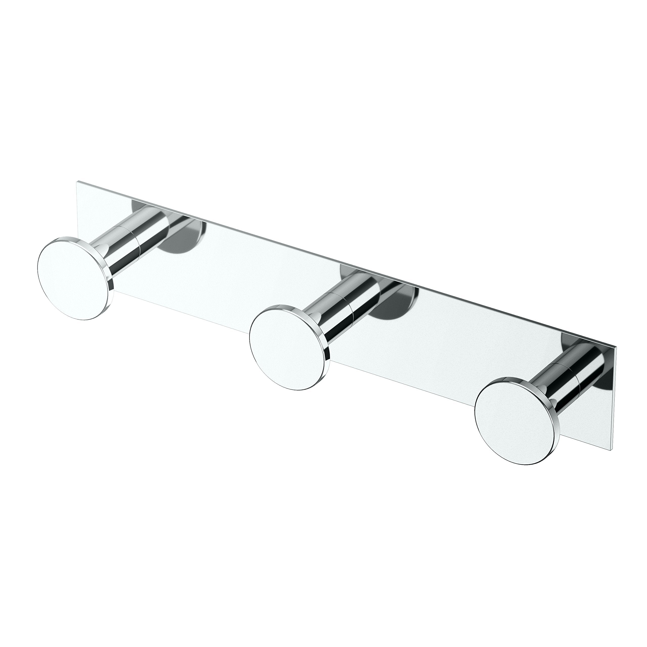 Gatco 1288 Glamour 3 Hook Triple Robe Hook, Wall Mounted Hook for Bathroom Towels, Robes & Coats, 11 Inch W, Chrome, Premium Brass