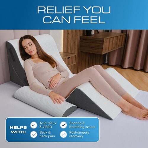 Kolbs Orthopedic Bed Wedge Pillow Set - 4-Piece Plush Velvet Cover for Surgery Recovery & Sleep Apnea Relief
