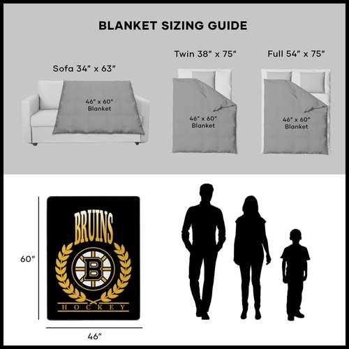 Northwest NHL Boston Bruins Silk Touch Throw Blanket - Official NHL Licensed, Ultra-Soft Fleece - Cozy Game Day Essential for Fans, Unisex Gift, 46" x 60"