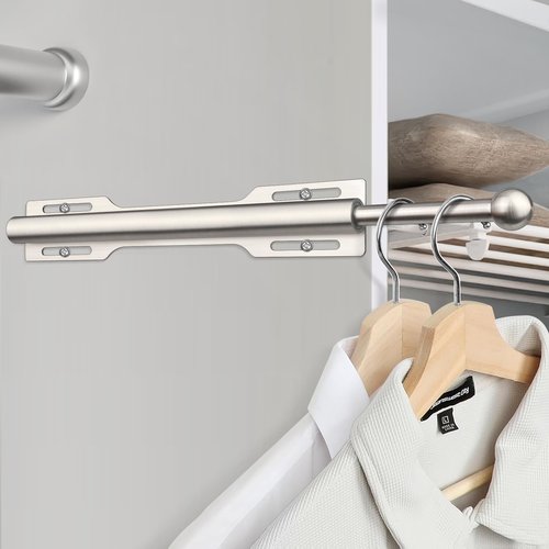 FIRJOY 12" Valet Rod for Closet Pull Out (1 Pack, Brushed Nickel)