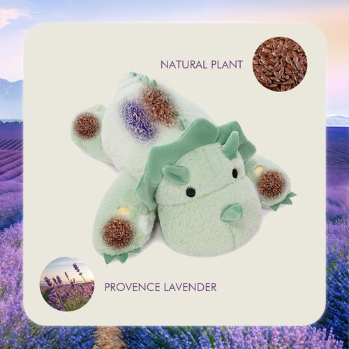 KOWSI® Microwavable 2 LB Weighted Stuffed Triceratops Animals Plush - 16 Inch Heated Dinosaur Plushie for Warmth & Comfort - Light Green Dino Squished Pillow - Cute Soft Toy for Adults & Children