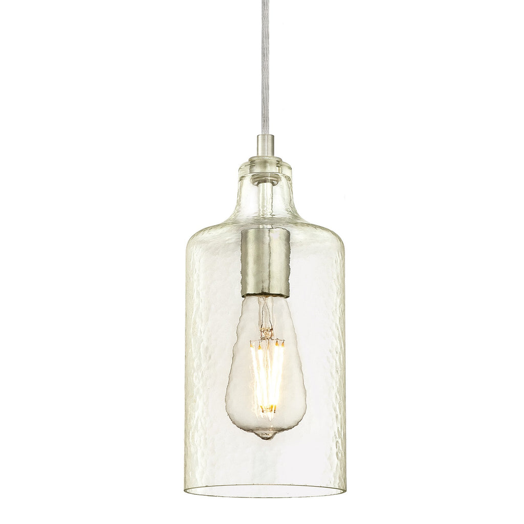 Westinghouse Lighting 6329000 Carmen One-Light Indoor Mini Pendant, Brushed Nickel Finish with Clear Textured Glass