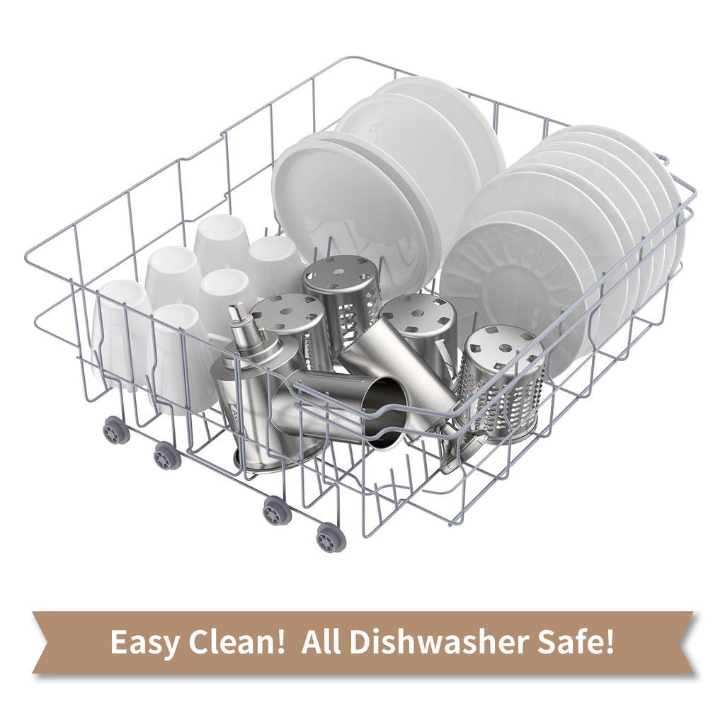 Stainless Steel Slicer Shredder Attachment for KitchenAid Stand Mixer, Cheese Grater Attachment for KitchenAid with 4 Blades, Dishwasher Safe
