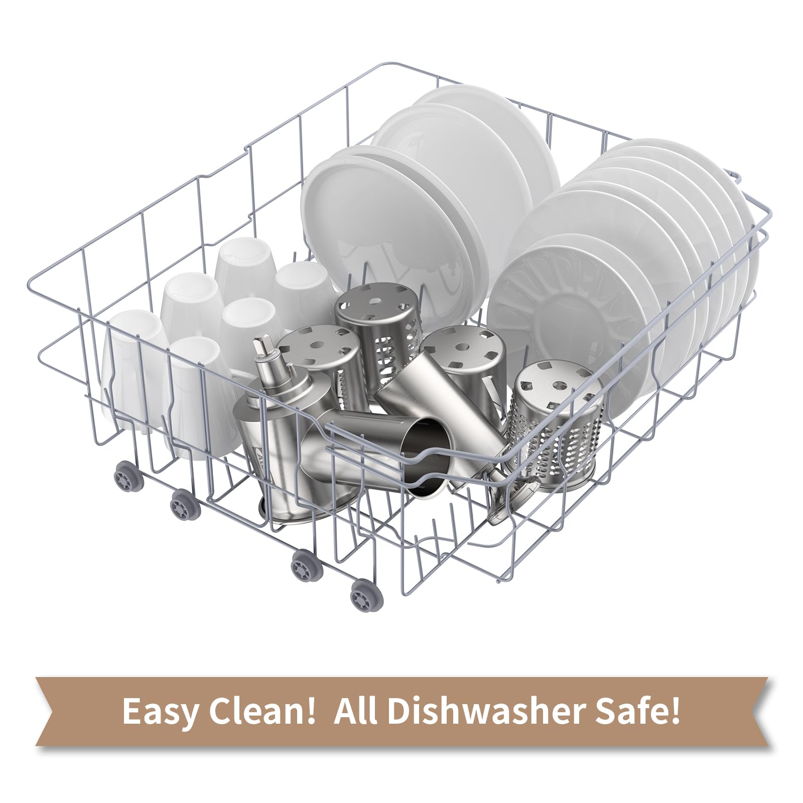 Stainless Steel Slicer Shredder Attachment for KitchenAid Stand Mixer, Cheese Grater Attachment for KitchenAid with 4 Blades, Dishwasher Safe