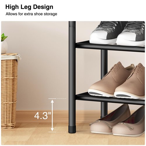 STO STO Detachable Shoe and Boot Rack Organizer, Metal Stackable Boot Rack for 6 Pairs, 2-Tier Shoe Rack for 9 Pairs, Adjustable Shelf Width, Space-Saving Shoe Boot Storage for Closet Entryway Mudroom