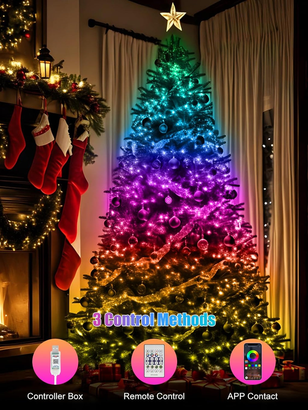 Skiennix RGB Smart IC String Lights - 16FT Multicolor Fairy Lights with APP & Remote Control | USB Powered & Waterproof
