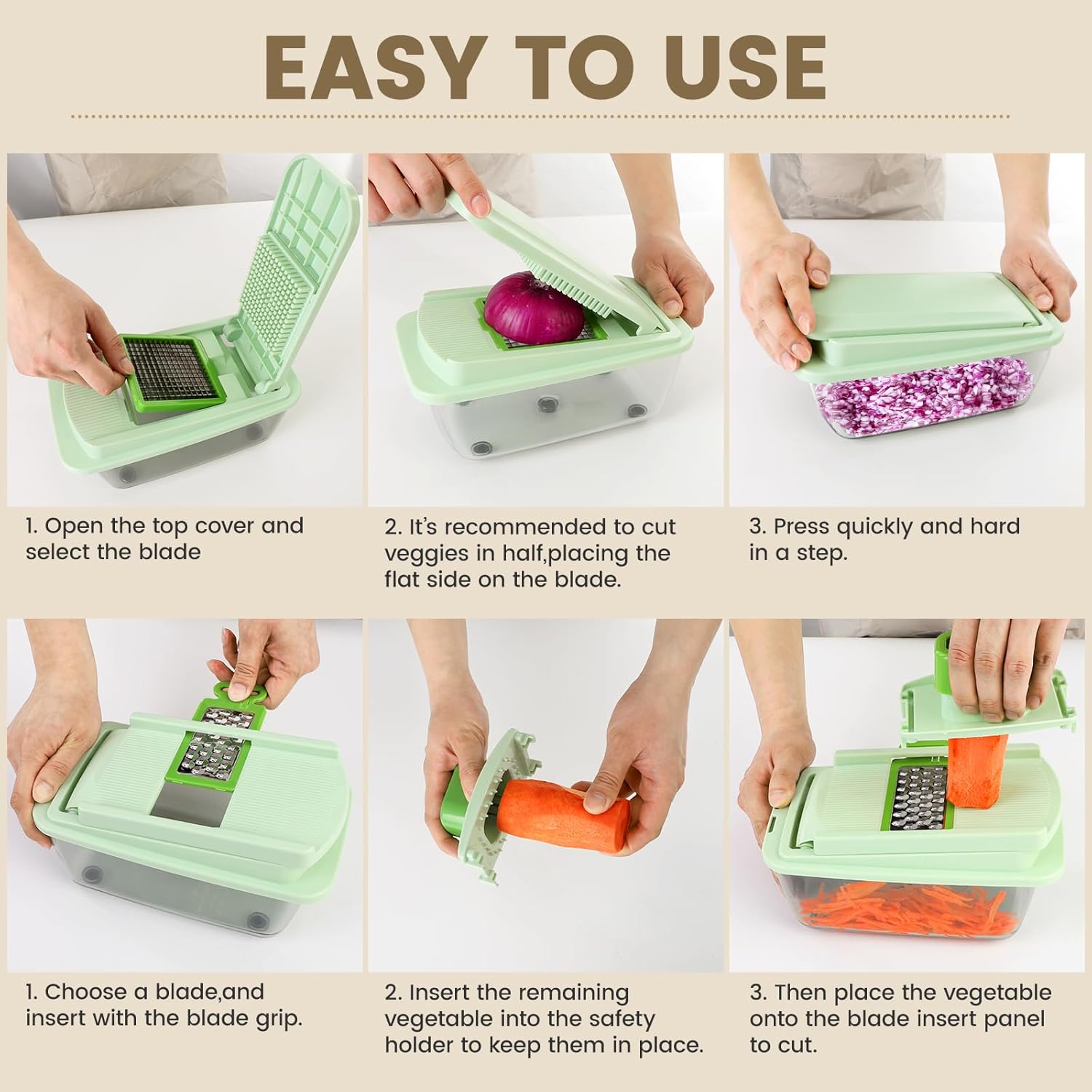 Skiennix 16-in-1 Vegetable Chopper - Multifunctional Kitchen Gadget with 8 Blades & Container for Easy Food Prep
