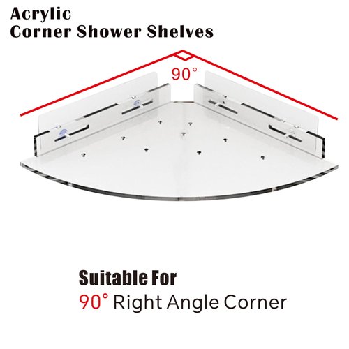 Acrylic Corner Shower Caddy Shelf 2 Pack - Wall Mounted Bathroom Shelves for Glass/Tile/Smooth Walls, Space Saving Storage Organizer for Shower, Kitchen, Bedroom & Toilet Corner