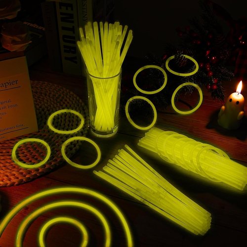 Glow Sticks | 200 Pack 8'' Neon Yellow Light-Up Party Favors with Connectors for Events