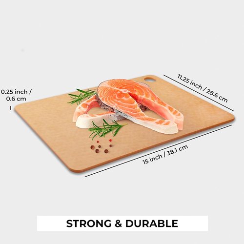 Freshware Wood Cutting Board - Large 15" x 11.25" | Dishwasher Safe Natural Kitchen Essential