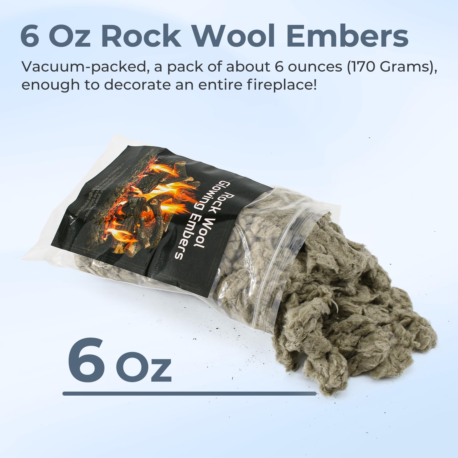 TOSRWGLL Gas Fireplace Glowing Embers,Rock Wool Embers for Indoor Gas Fireplace,Fireplace Embers for Gas Log Sets,Natural Gas,Propane,Vented,Unvented Fireplace, (6 Oz) Bag