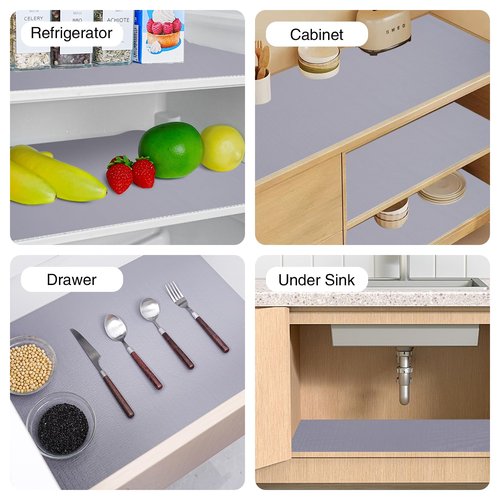 Drawer and Shelf Liner for Kitchen Cabinet,Non-Adhesive Cabinet Liner 18in x 30FT,Waterproof Shelf Paper Non-Slip Mats Cupboard Liners Contact Protect Dresser/Shelves/Table-Grey