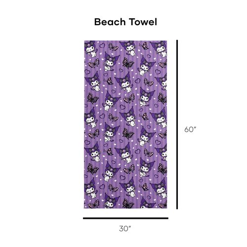 Northwest Kuromi Microfiber Beach Towel, 30" x 60", Cute Kuromi