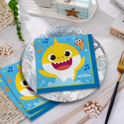 Baby Shark Luncheon Napkins, 6.5" (16-Pack) - Adorable Table Accessory, Perfect for Kids' Parties & Celebrations