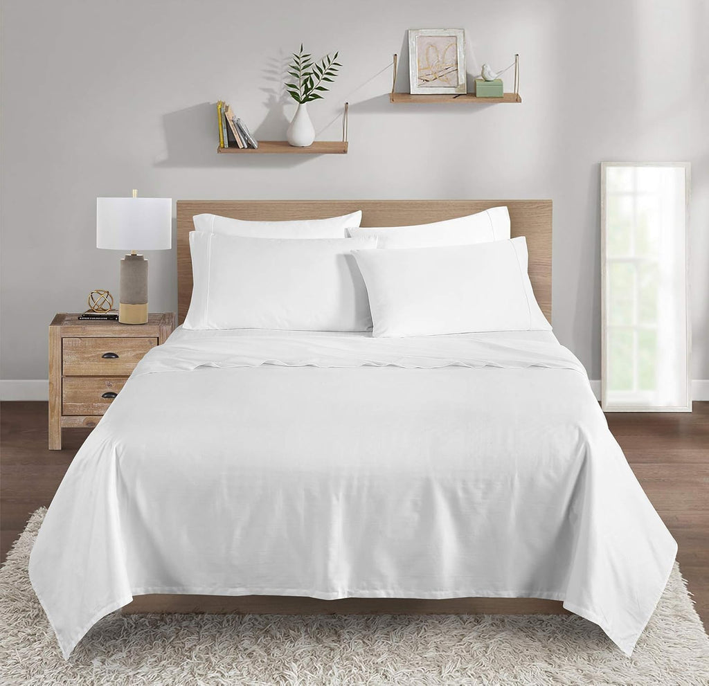 Skiennix Viscose Sheet Set | King Size, 100% Rayon Bamboo, Luxuriously Soft & Cooling - White, 4 Pieces