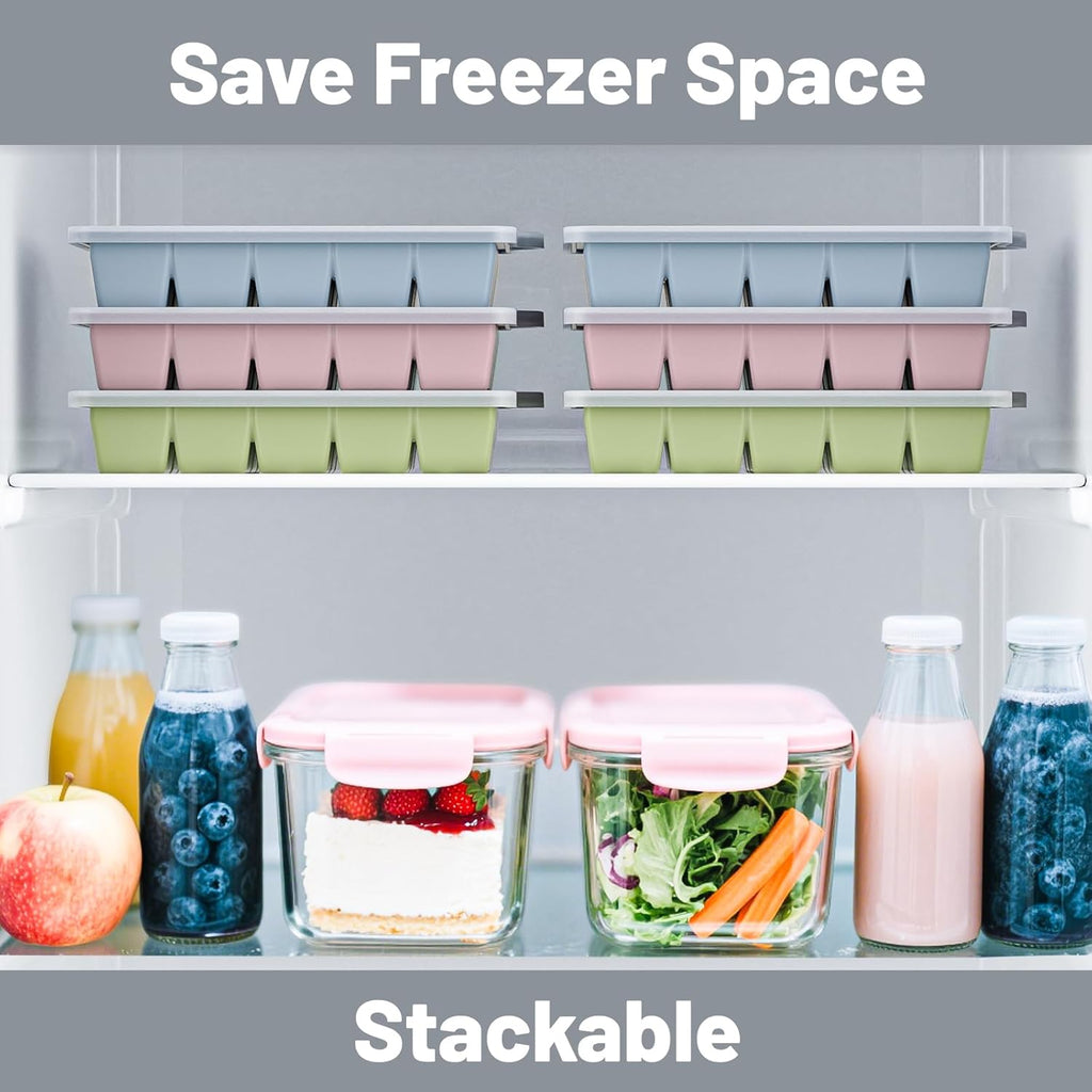 Skiennix Silicone Ice Cube Tray 3 Pack - Easy Release BPA-Free Ice Cube Molds for Cocktails & Whiskey | Blue, Pink, Green