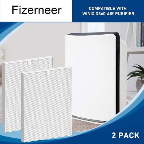 Fizerneer D360 Ture HEPA Replacement Filter Compatible with Winix D360 Air Cleaner Purifier, Item Number 1712-0101-02, 2 Ture HEPA Filter Only