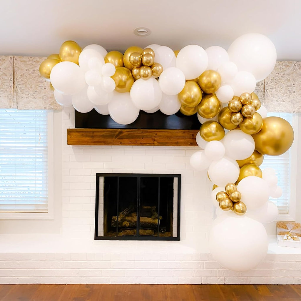 Voircoloria Metallic Gold Balloon Garland Kit - 90 Pack in 5/10/12/18 Inch Sizes | Perfect for Weddings & Celebrations